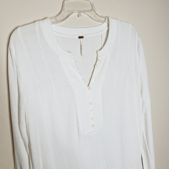 Free People Your Girl White Button Front Ruffle Peplum Tunic Dress - Picture 5 of 10